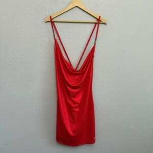 NWT Coogi‎ Red Cowl Neck Mini Dress Size XL